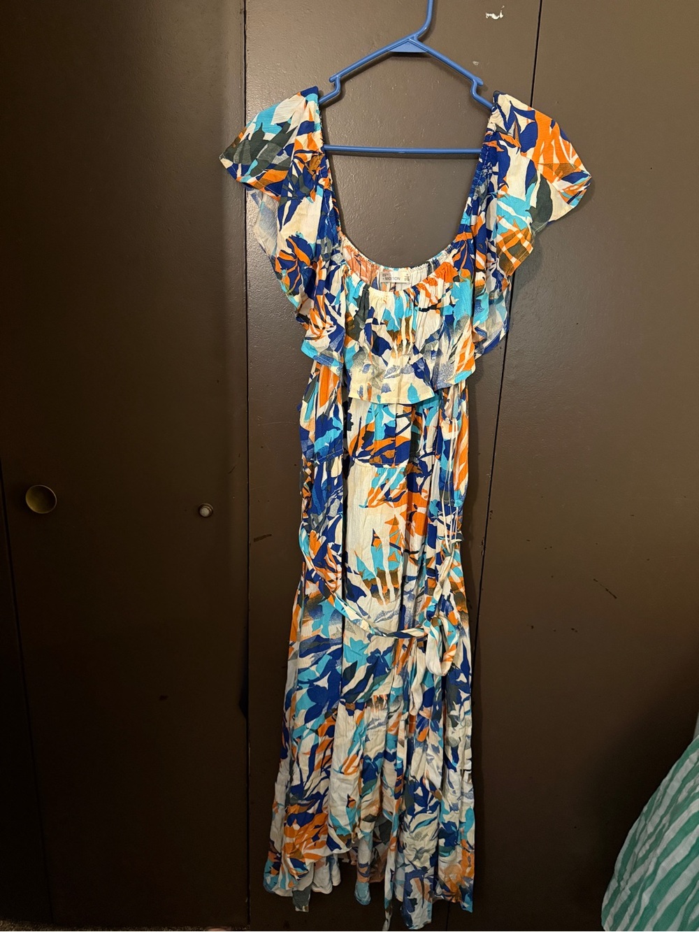 89th & Madison Blue, Orange & White Floral Midi Dress